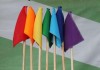 Фото Флажки на деревянной палочки разноцветные(цвета радуги), детские, сигнальные