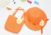 Соломенные шляпка с сумкой (оранжевая, розовая, фиолетовая)