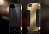 Фото Силиконовая накладка для iPhone 5/5S "2в1" (черный+золото)