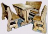 Фото Набор ДУБОВОЙ мебели «СЕМЕЙНЫЙ» (стол + 2 скамьи + стул)