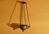Фото Старинная подвесная лампада из латунного сплава со стаканом из стекла зеленого цвета. Россия, кон. X