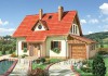 Фото Проект кирпичного дома с мансардой в стиле кантри с двускатной крышей.