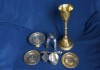 Фото Старинный евхаристический набор из семи предметов. Серебро «84», позолота. Россия, XIX век.
