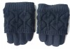 Фото Перчатки новые 44 46 черные теплые верх съемный вязаные аксессуары начес митенки женские зимние