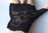 Фото Перчатки митенки кружева чёрные стретч гипюр без пальцев женские аксессуары мода стиль размер 42 44