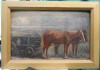 Картина Лошади пара гнедых, картон, масло, НХ, Австрия, 19 век