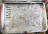 Фото Портсигар Красноармеец пограничник, латунь, серебрение, ранние советы
