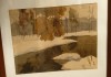 Акварель Ранний снег, бумага, акварель, профессиональная работа, рука мастера, авторская, 1960 год