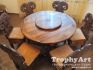 Фото Охотничья мебель из рогов и шкур, резная мебель из дерева.