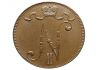 Фото Редкая медная монета 5 пенни 1917 года.