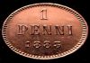 Редкая медная монета 1 пенни 1833 года.