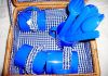 Фото Корзинка для пикника плетеная синяя на 4 персоны