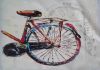 Фото Картина маслом "Велосипед", мастихин