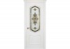 Фото Межкомнатная дверь RuLes, коллекция Juvelli, модель Сицилия, Белая эмаль, бевелс-витраж Золотой крис